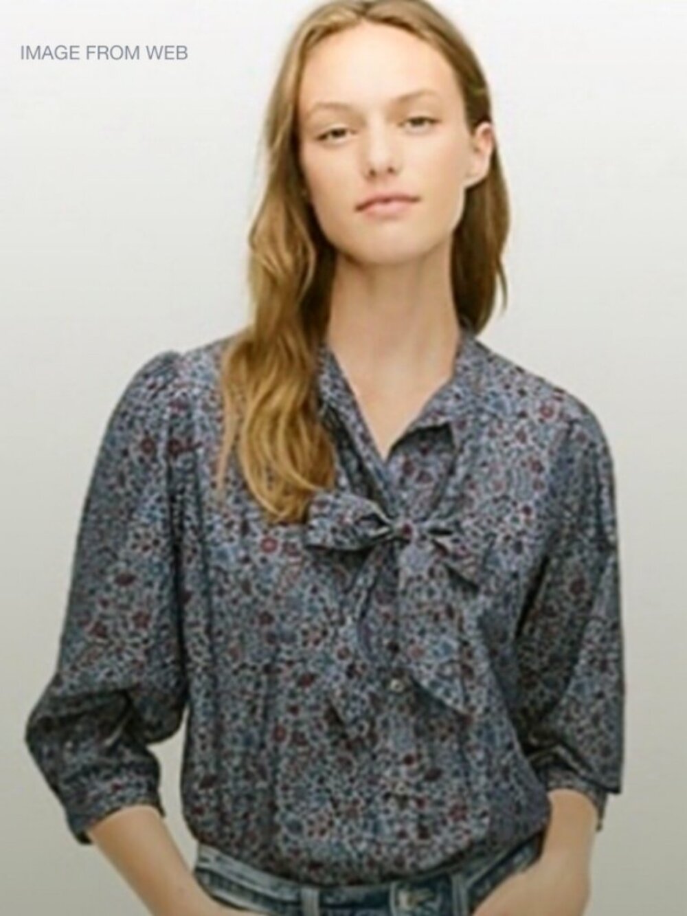 J.Crew x Liberty London Tie-Neck Blouse in "Colombo Chambray" Size XS - Picture 8 of 10